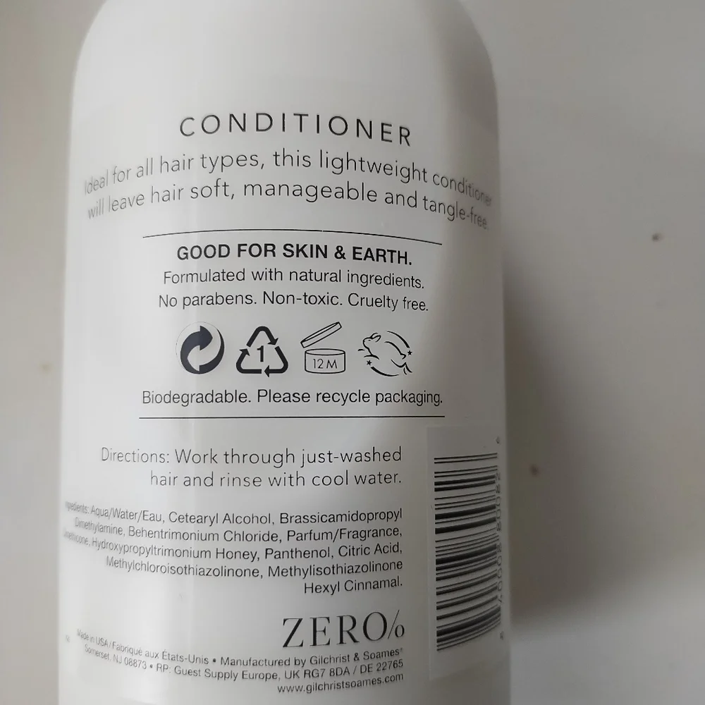 Gilchrist & Soames Unisex Zero% No Parabens Conditioner 15.5 oz
